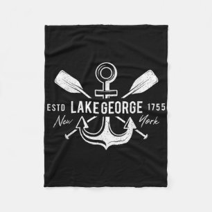 Vintage Nautical Anchor Cross Oars Lake George New Fleece Blanket