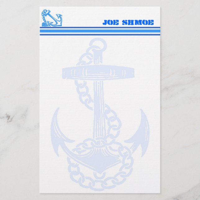 Vintage Nautical Anchor Customisable Stationery (Front)