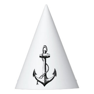 Vintage Nautical Anchor Illustration Party Hat