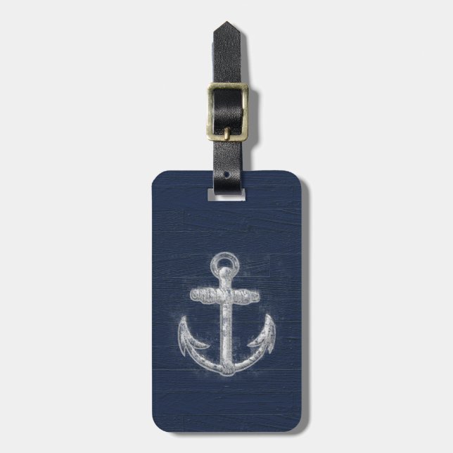 Vintage Nautical Anchor Luggage Tag (Front Vertical)