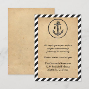 Vintage Nautical Anchor - Reception Invitation