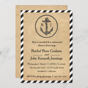 Vintage Nautical Anchor - Rehearsal Dinner Invite
