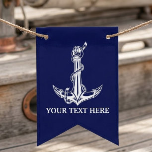 Vintage Nautical Anchor Rope Boat Name Bunting