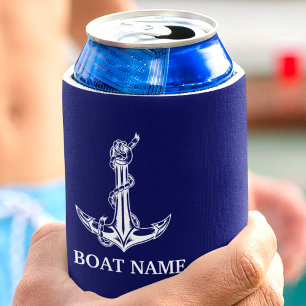 Vintage Nautical Anchor Rope Boat Name Can Cooler
