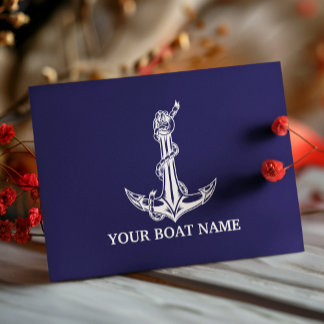 Vintage Nautical Anchor Rope Boat Name Holiday Postcard