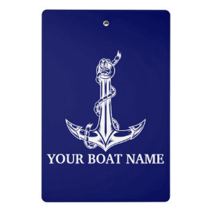 Vintage Nautical Anchor Rope Boat Name Mini Clipboard