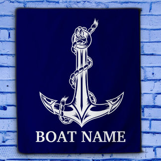 Vintage Nautical Anchor Rope Boat Name Tapestry