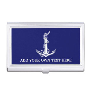 Vintage Nautical Anchor Rope Your Text Here Business Card Holder