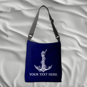 Vintage Nautical Anchor Rope Your Text Here Crossbody Bag