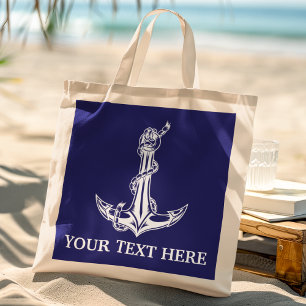 Vintage Nautical Anchor Rope Your Text Here Tote Bag