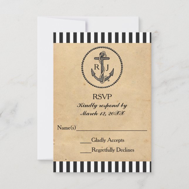 Vintage Nautical Anchor - RSVP Response Card (Front)