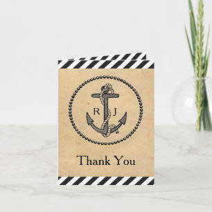 Vintage Nautical Anchor - Thank You Note Card