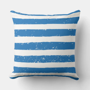 Vintage Nautical Blue And White Stripes Grunge Cushion