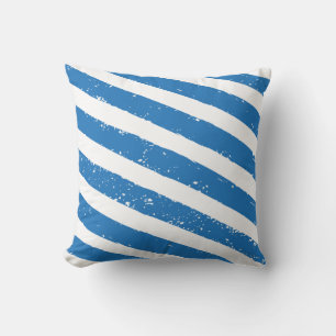 Vintage Nautical Blue And White Stripes Grunge Cushion
