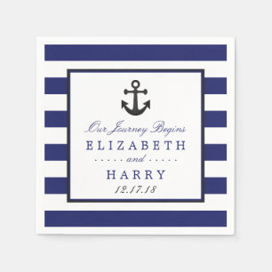 Vintage Nautical Charcoal Anchor Wedding Napkin