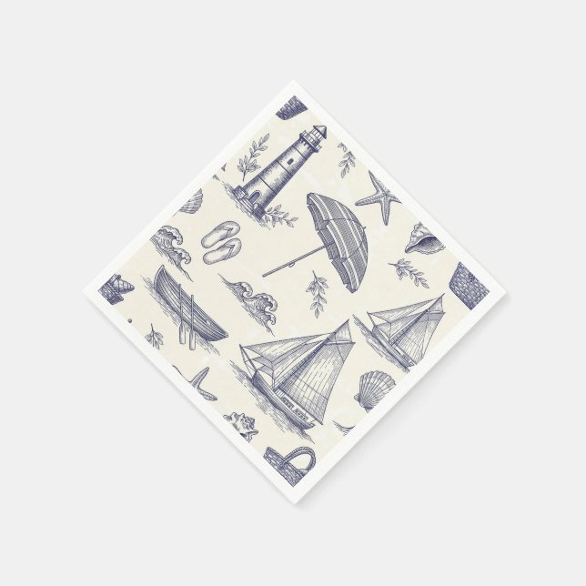 Vintage Nautical Coastal Paper Napkins (Corner)