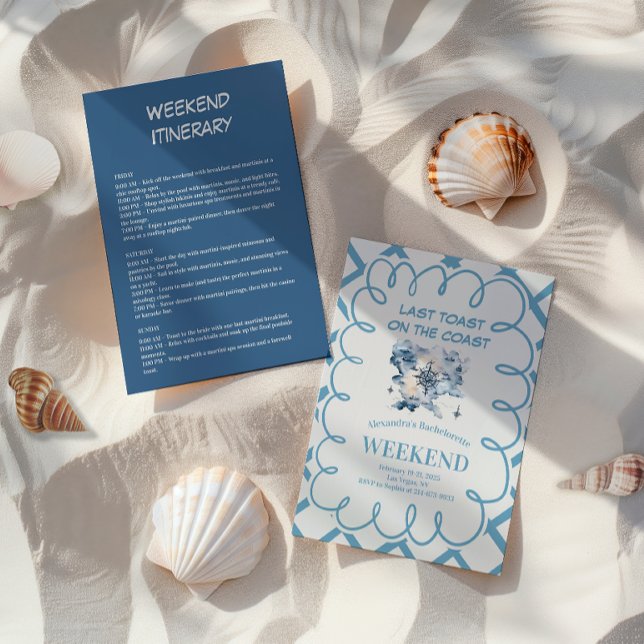 Vintage Nautical Compass Blue Ribbon Bachelorette Invitation (Creator Uploaded)