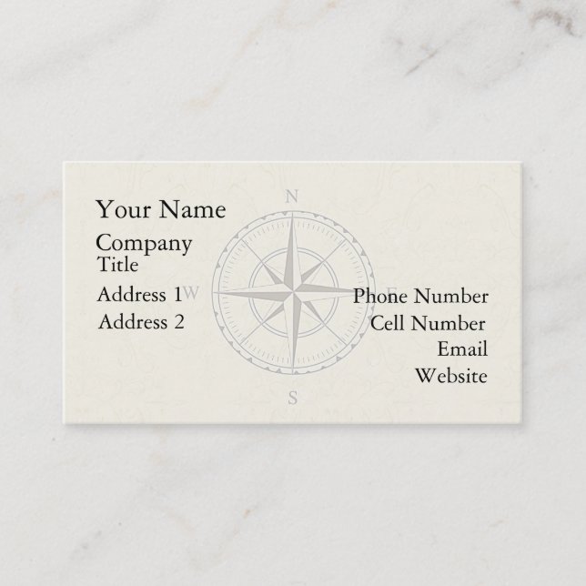Vintage Nautical Compass Ivory Business Card (Front)