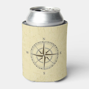 Vintage Nautical Compass Rose Ivory Can Cooler