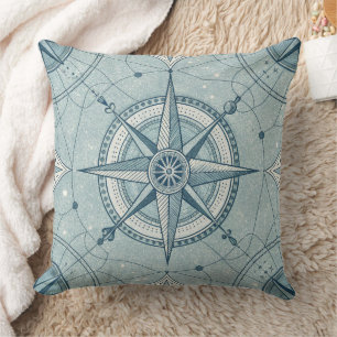 Vintage Nautical Compass Rose Pattern Cushion