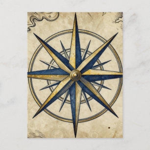 Vintage Nautical Compass Rose Postcard