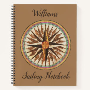 Vintage Nautical  Compass Sailing Notebook