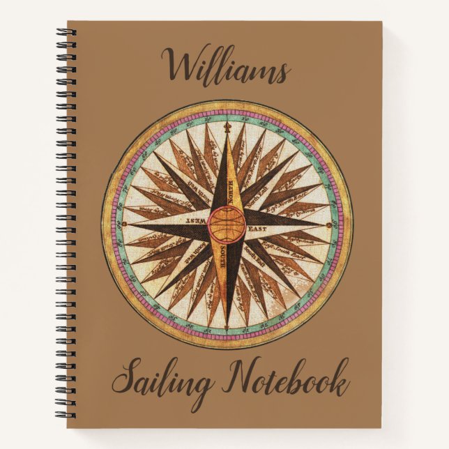 Vintage Nautical  Compass Sailing Notebook (Front)