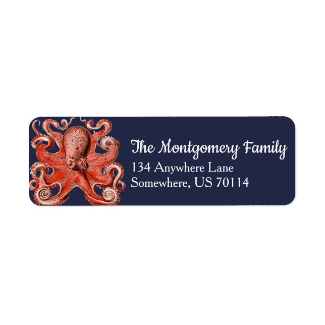 Vintage Nautical Coral Octopus (Front)