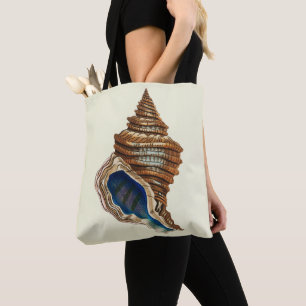Vintage Nautical George Shaw Blue Conch Shell Art Tote Bag