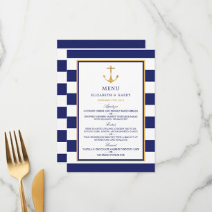 Vintage Nautical Gold Anchor Wedding Menu
