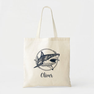 Vintage Nautical Great White Shark Tote Bag