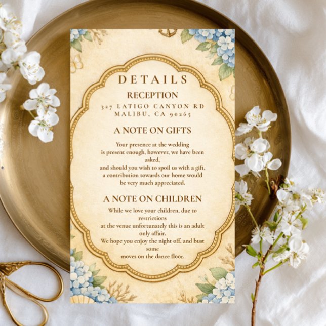 Vintage Nautical Hydrangea Wedding Enclosure Card (Creator Uploaded)
