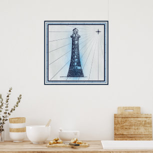 Vintage Nautical Lighthouse  Poster