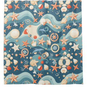 Vintage Nautical Map Shower Curtain