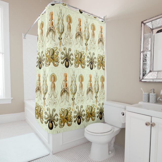Vintage Nautical Octopus by Ernst Haeckel Shower Curtain (In Situ)