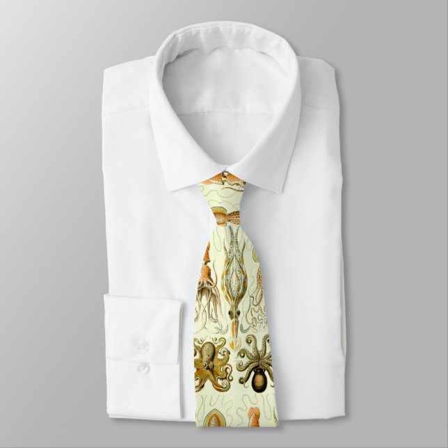 Vintage Nautical Octopus by Ernst Haeckel Tie (Tied)