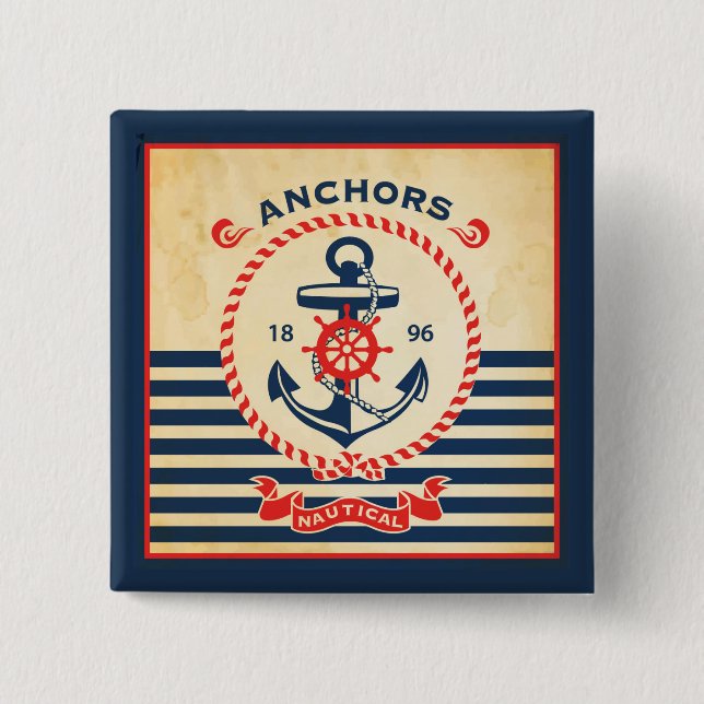 Vintage Nautical Poster 15 Cm Square Badge (Front)