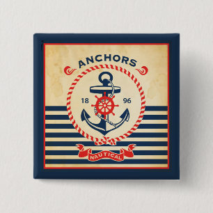 Vintage Nautical Poster 15 Cm Square Badge