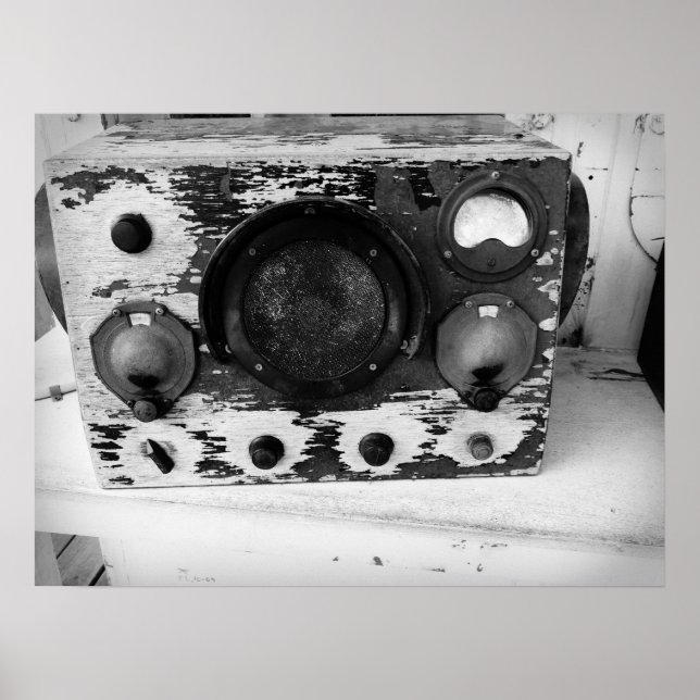 Vintage Nautical Radio Black and White Poster (Front)