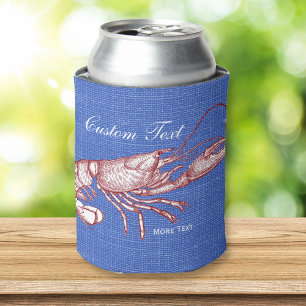 Vintage Nautical Red Lobster Custom Beach House Can Cooler