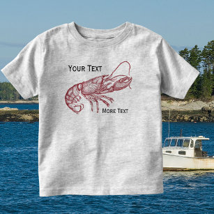 Vintage Nautical Red Lobster Custom Beach House Toddler T-Shirt