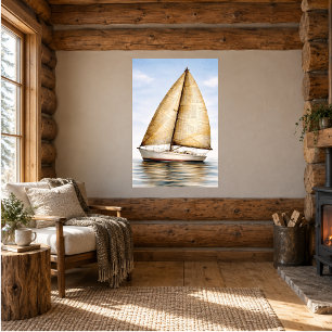 Vintage Nautical Sailboat Poster
