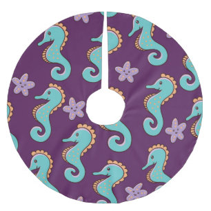 Vintage Nautical Seahorse Pattern Brushed Polyester Tree Skirt