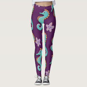 Vintage Nautical Seahorse Pattern Leggings