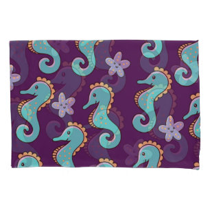 Vintage Nautical Seahorse Pattern Pillowcase