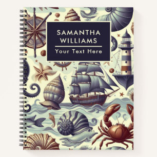 Vintage Nautical Sealife Illustration Notebook