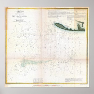 Vintage Nautical Ship Island Shoal Louisiana Poster