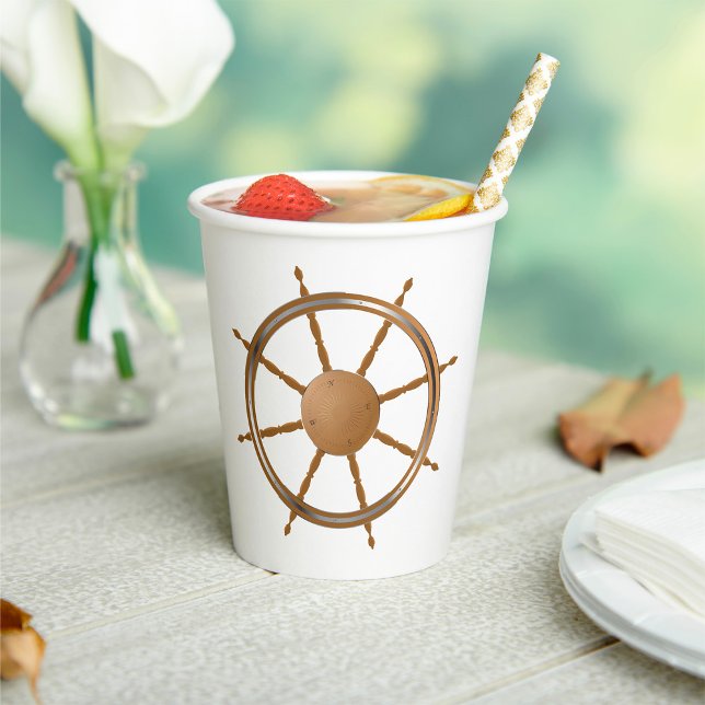 Vintage Nautical Ship Wheel Compass Design Paper Cups (Creator Uploaded)