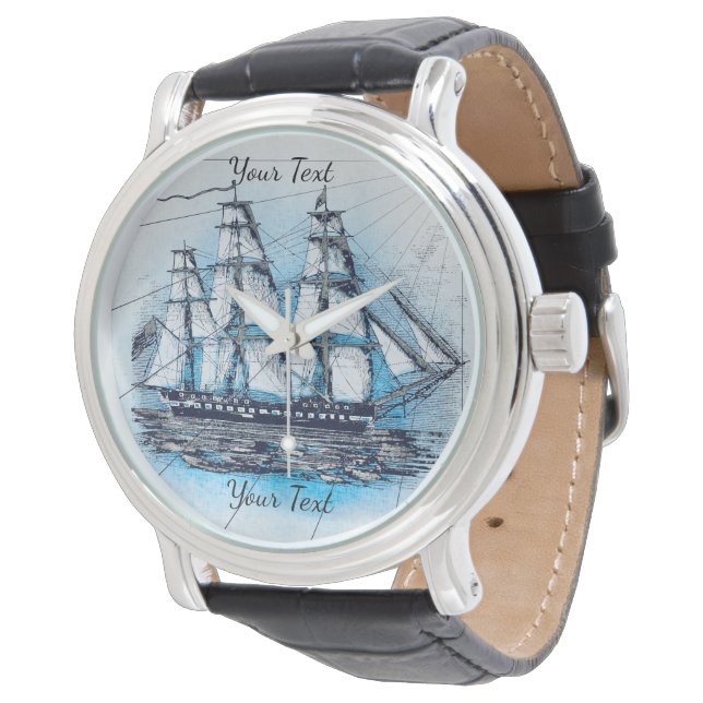 Vintage Nautical Ships Chart  Watch (Angled)