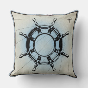 Vintage Nautical Ship's Wheel for Navigation Cushion